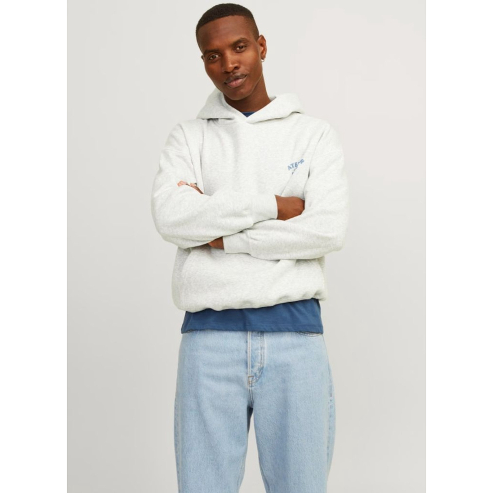 Men's Jack & Jones Light Gray Atelier Studio Hoodie XL - Picture 3 of 8